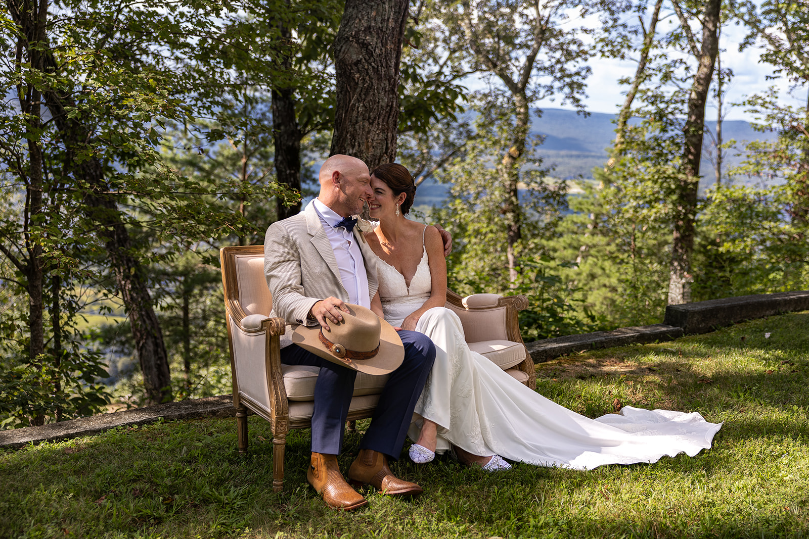 bride and groom share an intimate moment during their Airbnb elopement