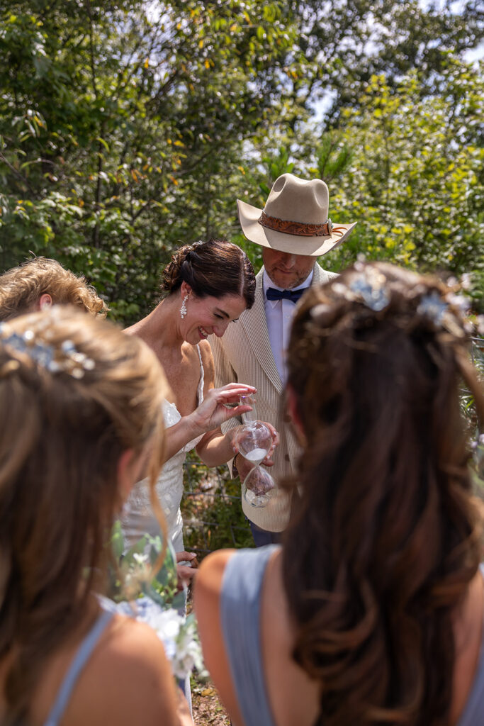 sand pouring ceremony is a great personal touch at your elopement but dont forget to plan accordingly!