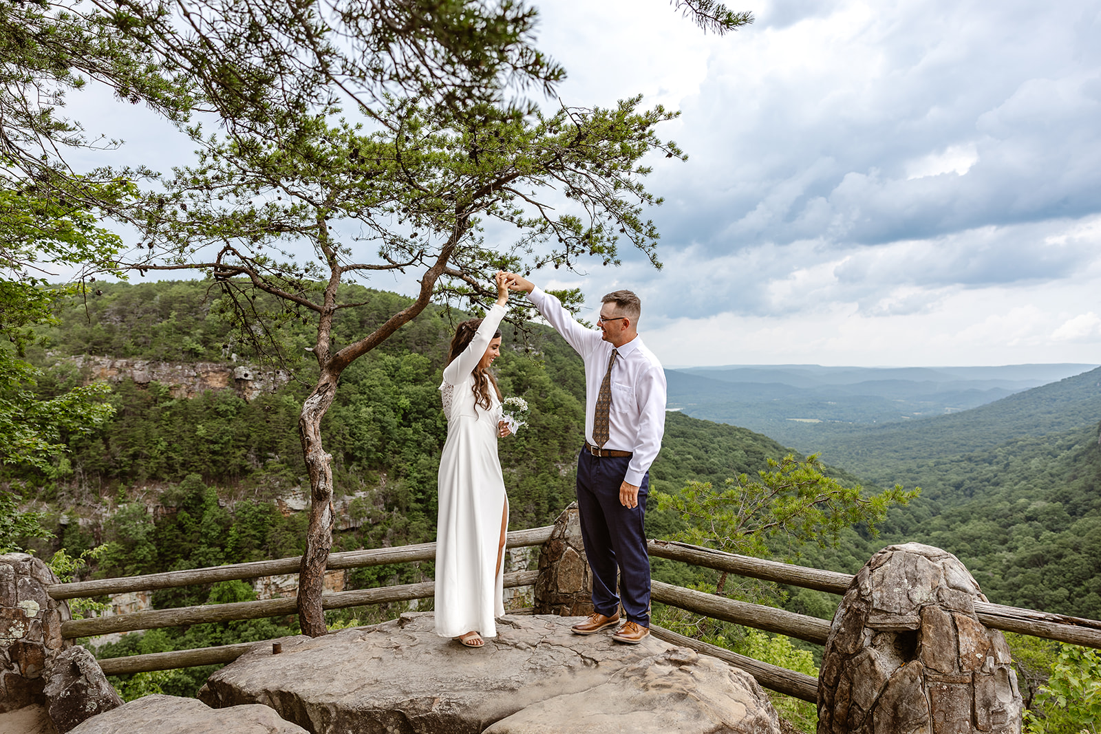 couple celebrate in the mountains during their north georgia elopement