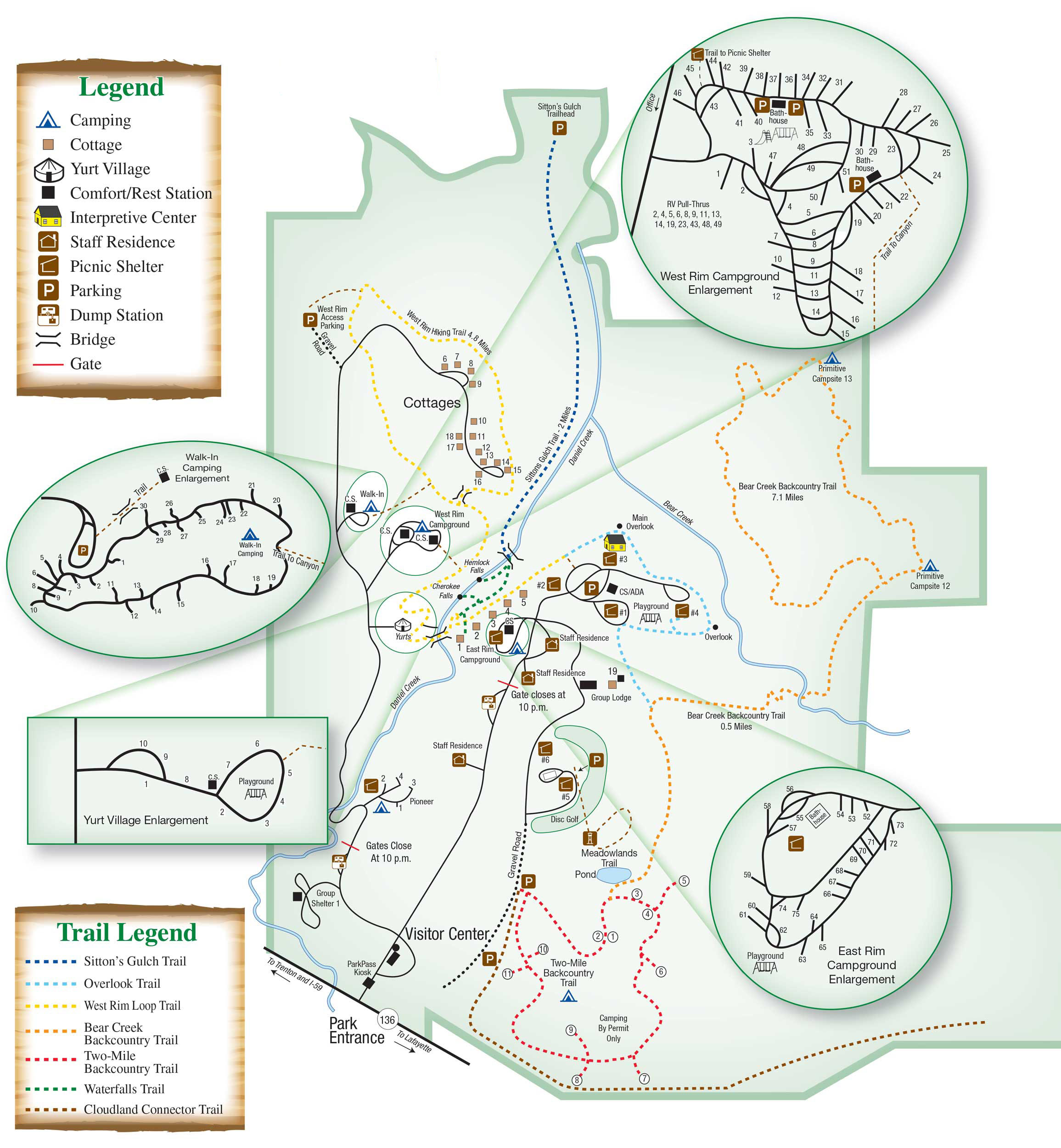 map of Cloudland Canyon State Park