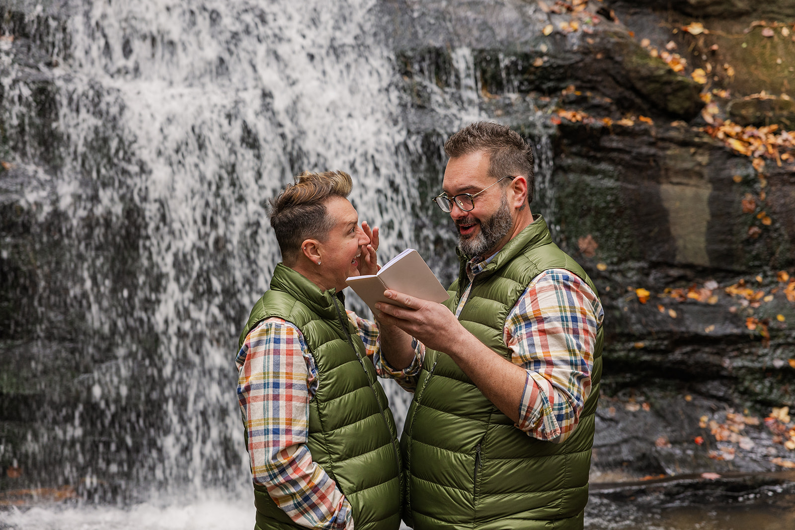 couple share a laugh and romantic moment
