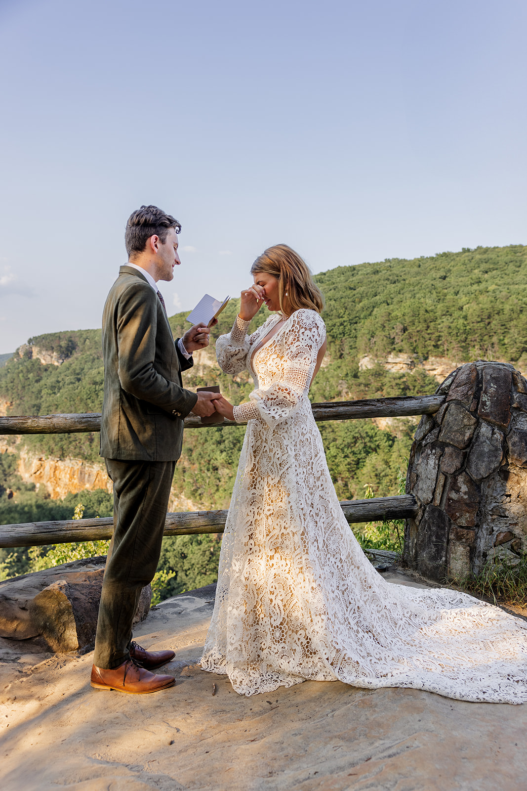 bride and groom share emotional moments during their intimate elopement day